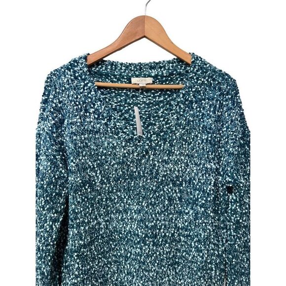 NWT NEW Loft Outlet Blue Popcorn Knit Boat Neck Pull over Sweater Large - Picture 2 of 9